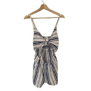 Romper Salt + Jade Blue, White Striped Women's Size Medium Womens Cut Out Stomac